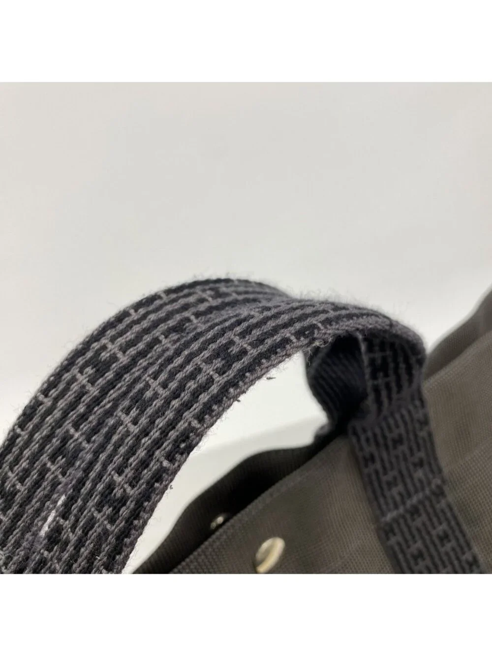 Hermes Tote Her Line MM Canvas Gray Silver